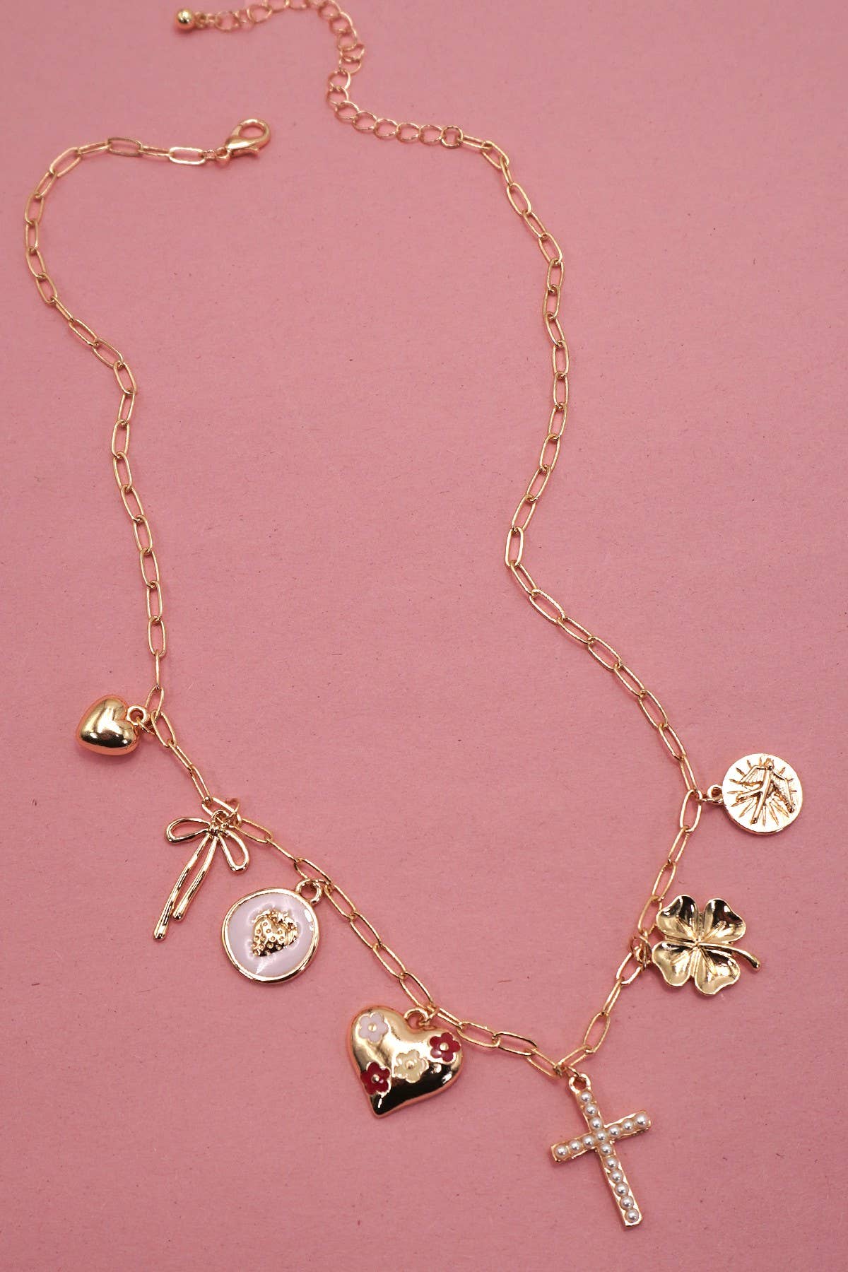 Cross & Clover Charm Necklace