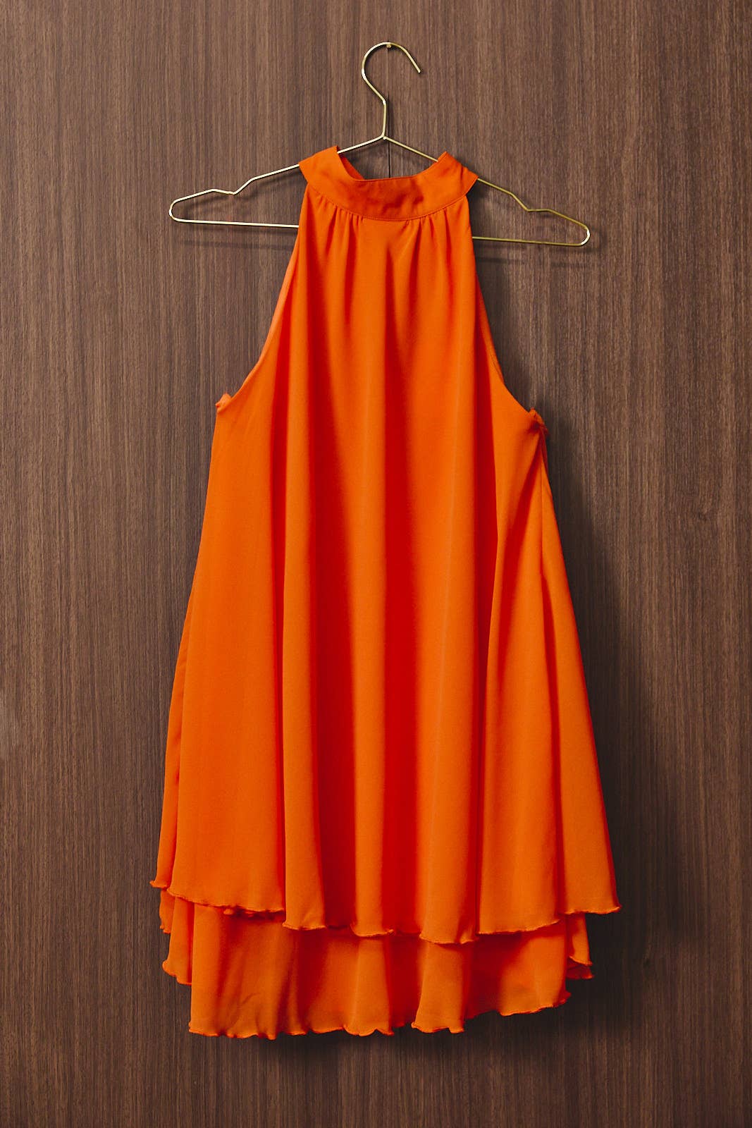 Orange Halter Neck Mini Dress