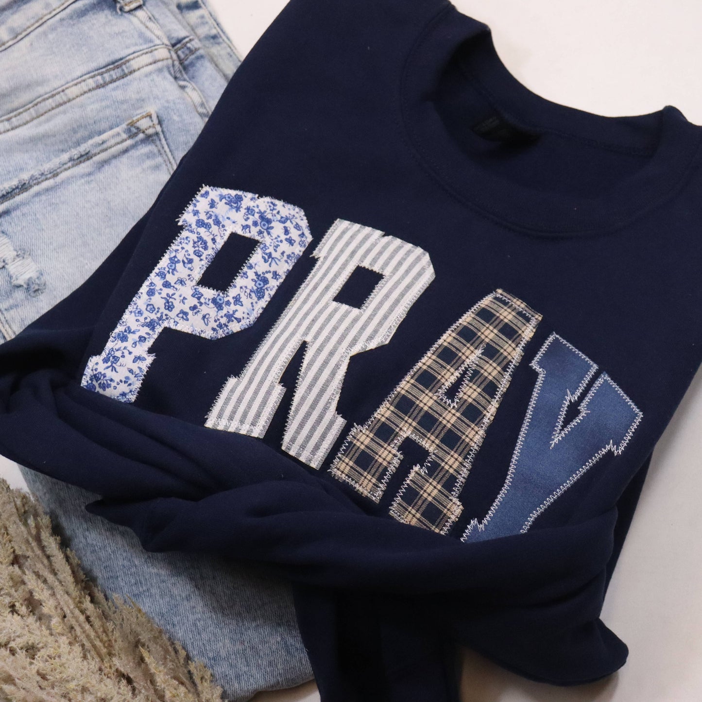 Navy Pray Patch Sweatshirt