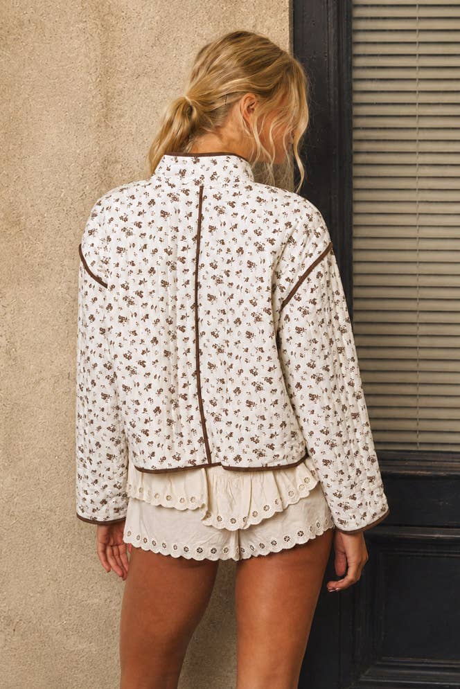 Floral Cream Quilted Jacket