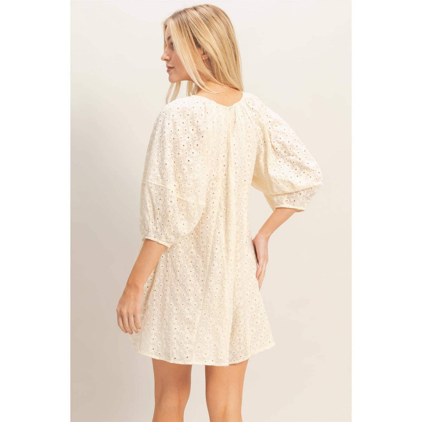 Cream Eyelet Babydoll Romper