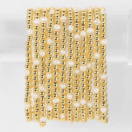 Bead & Pearl Stretch Bracelet