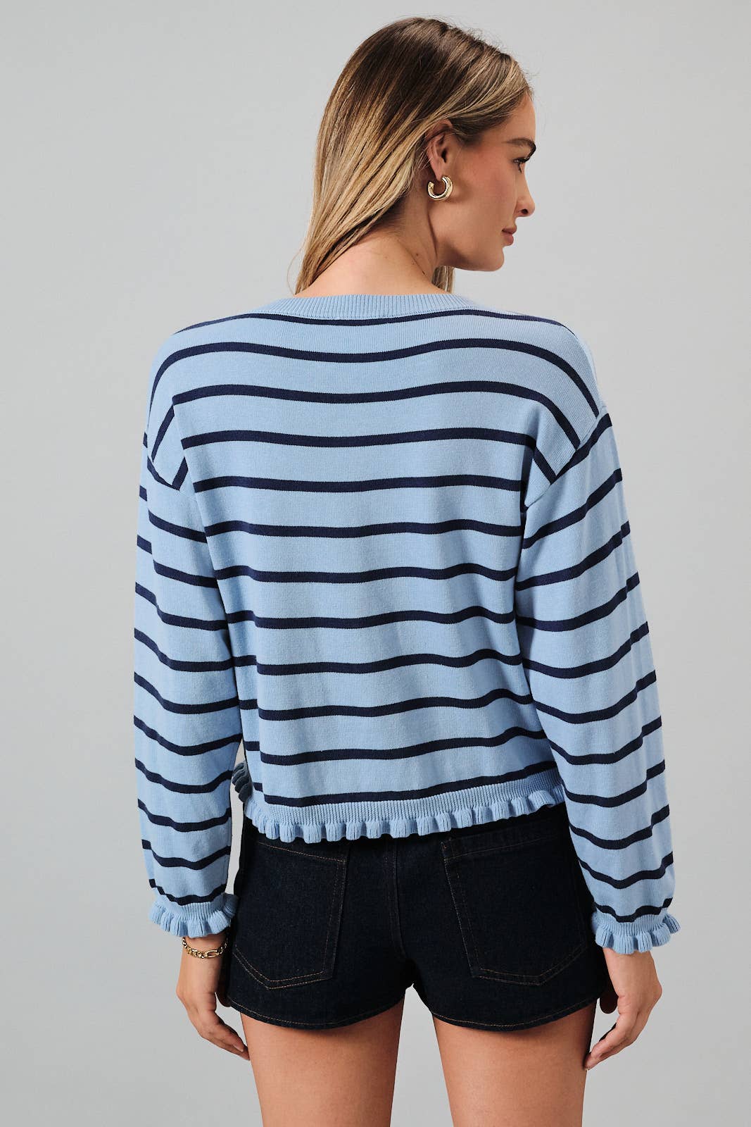 Two Tone Navy Stripe Cardigan