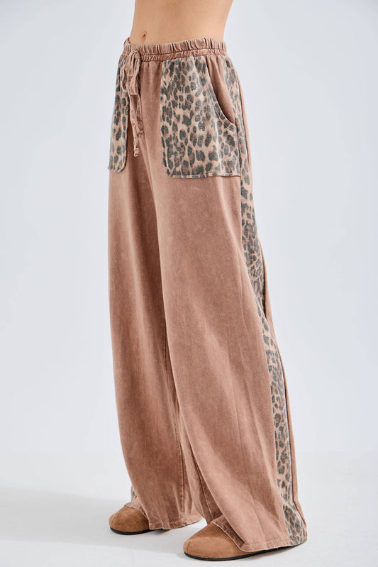 Mineral Washed Leopard Pants