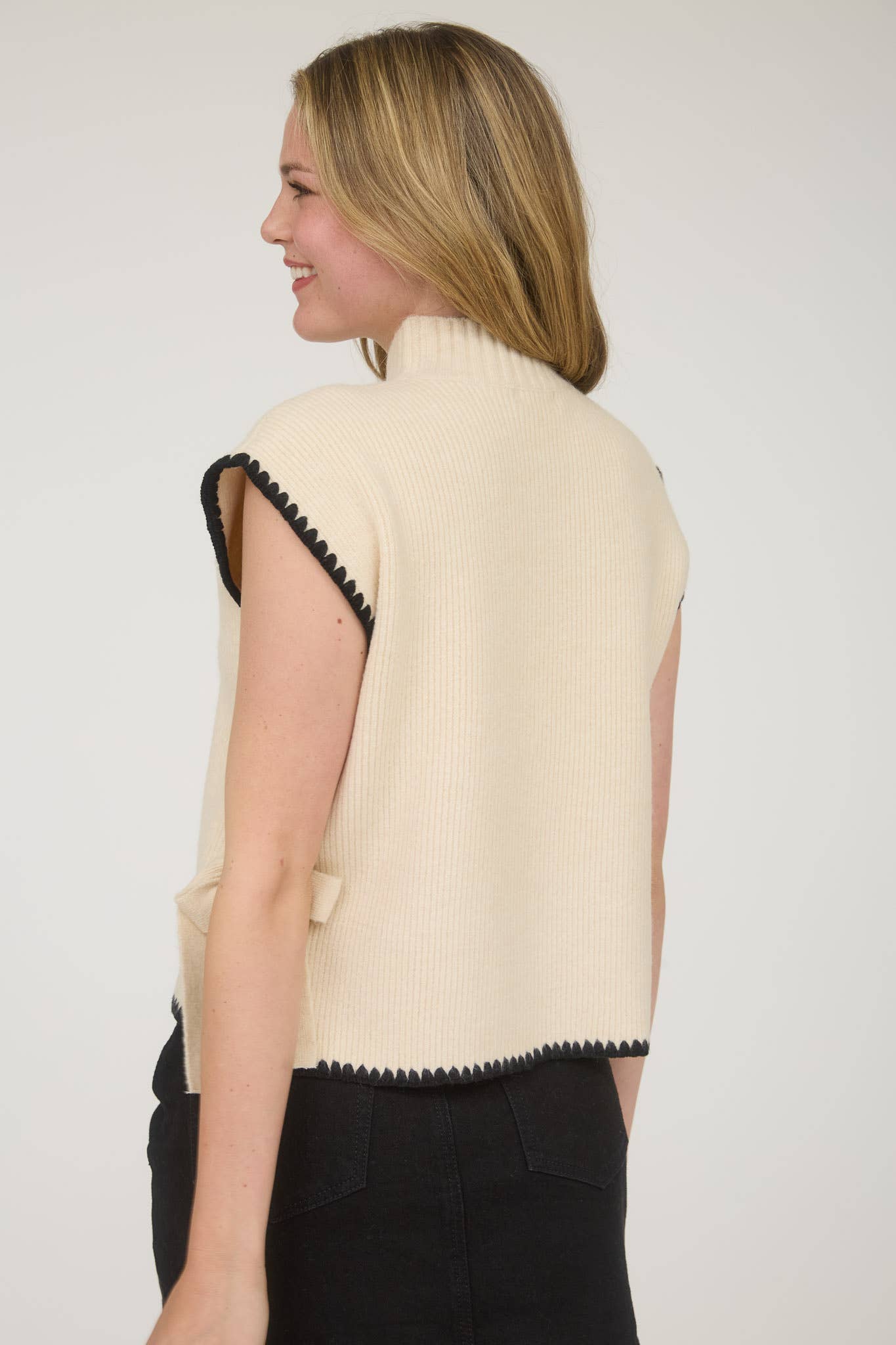 Mock Neck Side Tie Vest