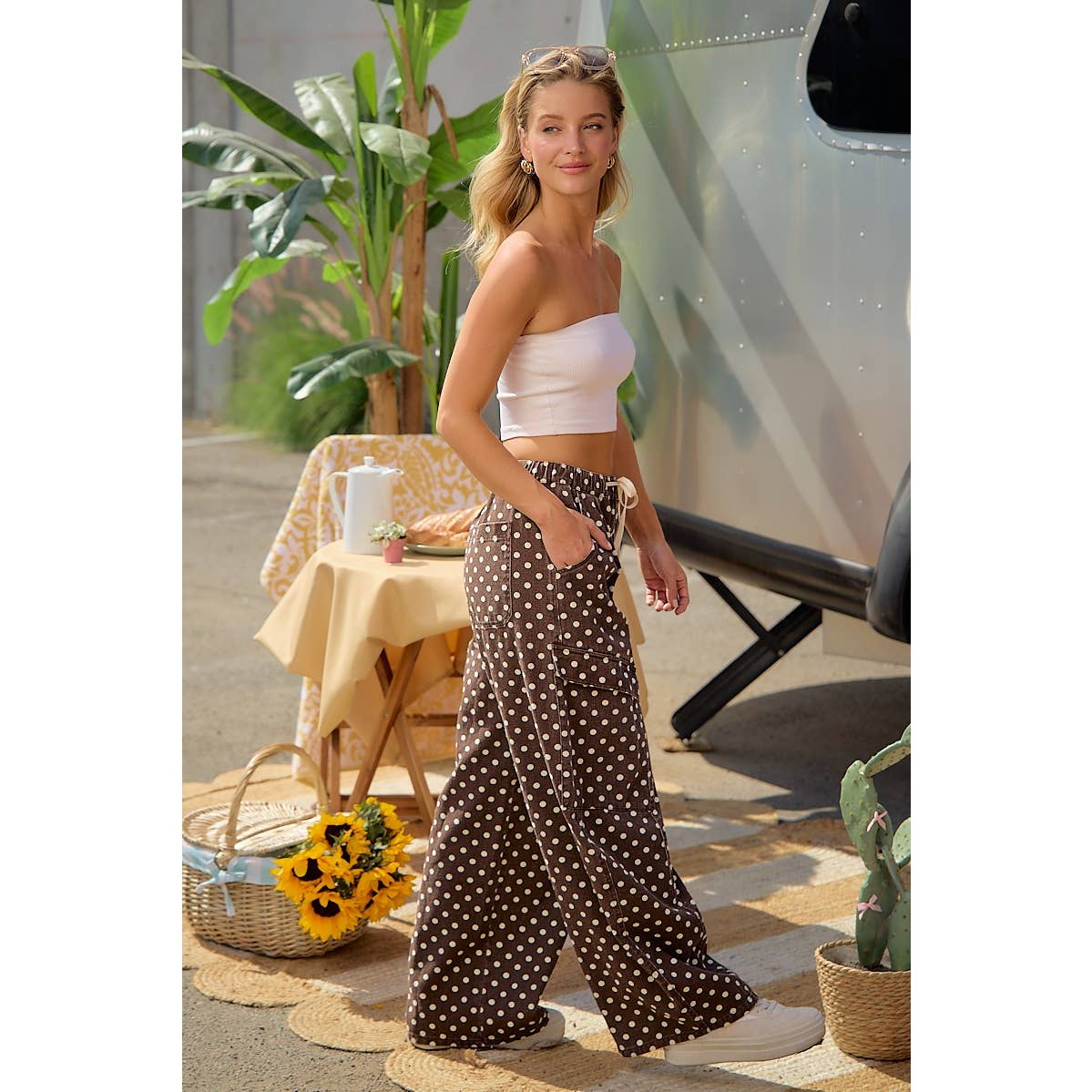 Brown Polka Dot Cargo Pants
