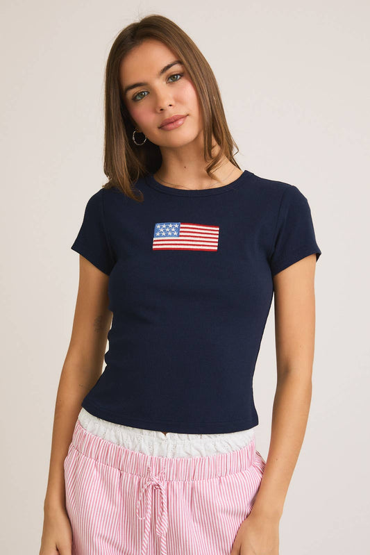 Navy Flag Baby Tee