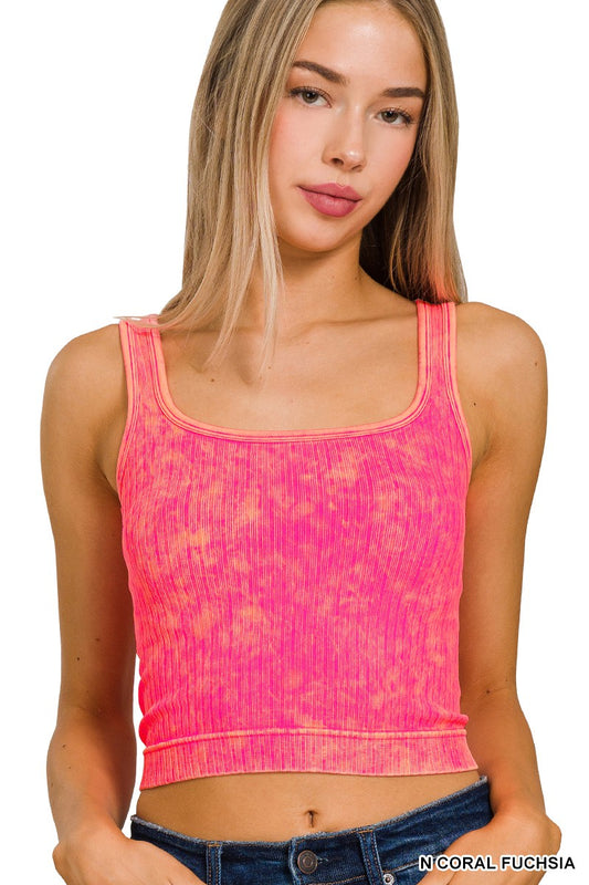 Acid Pink Ribbed Tank