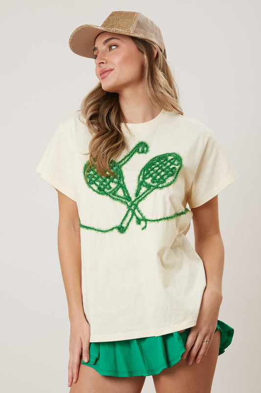 Tennis Racket Embroidery Tee