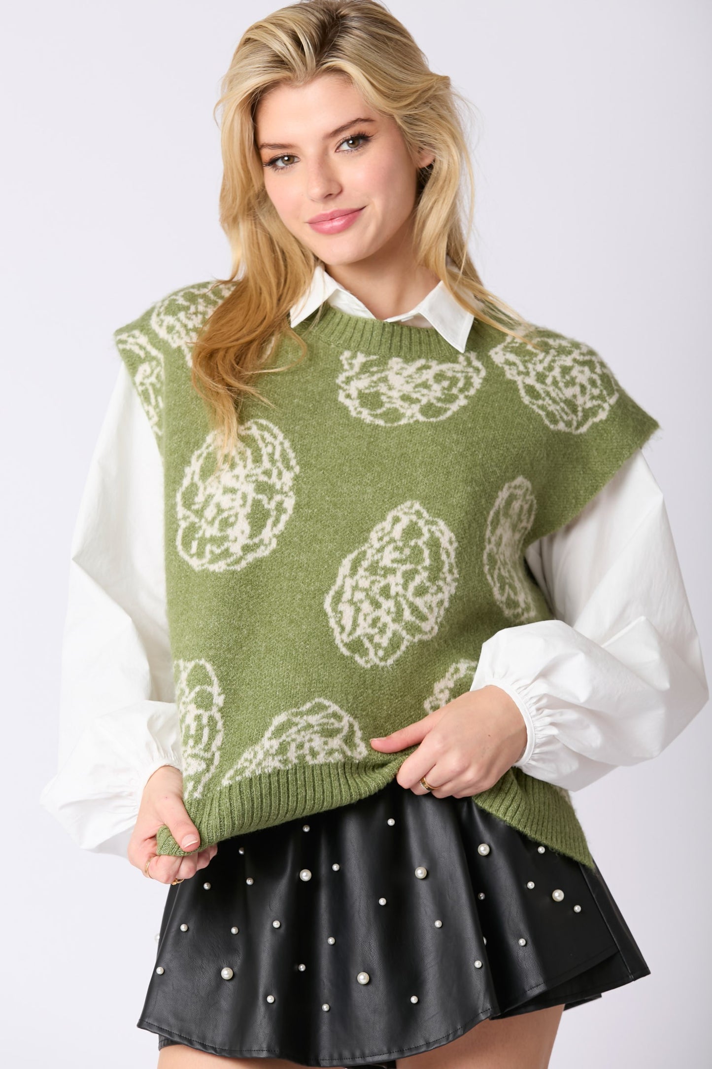 Sage Round Neck Sweater Vest