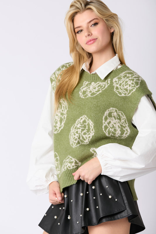 Sage Round Neck Sweater Vest