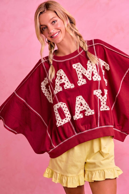 Game Day Polka Dot Patch Top