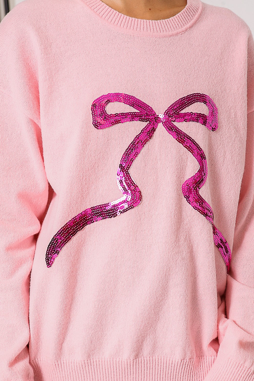 Coquette Sequin Bow Sweater