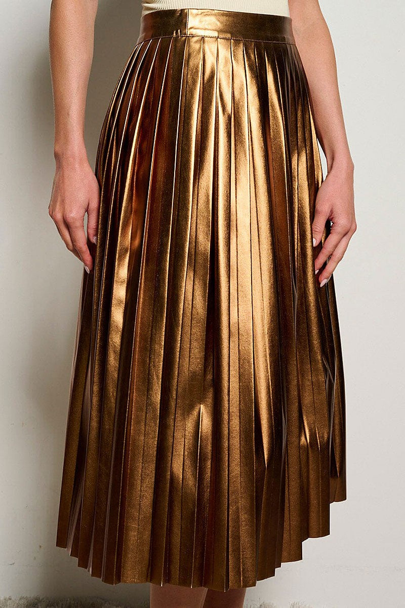 Metallic Midi Skirt - BRONZE
