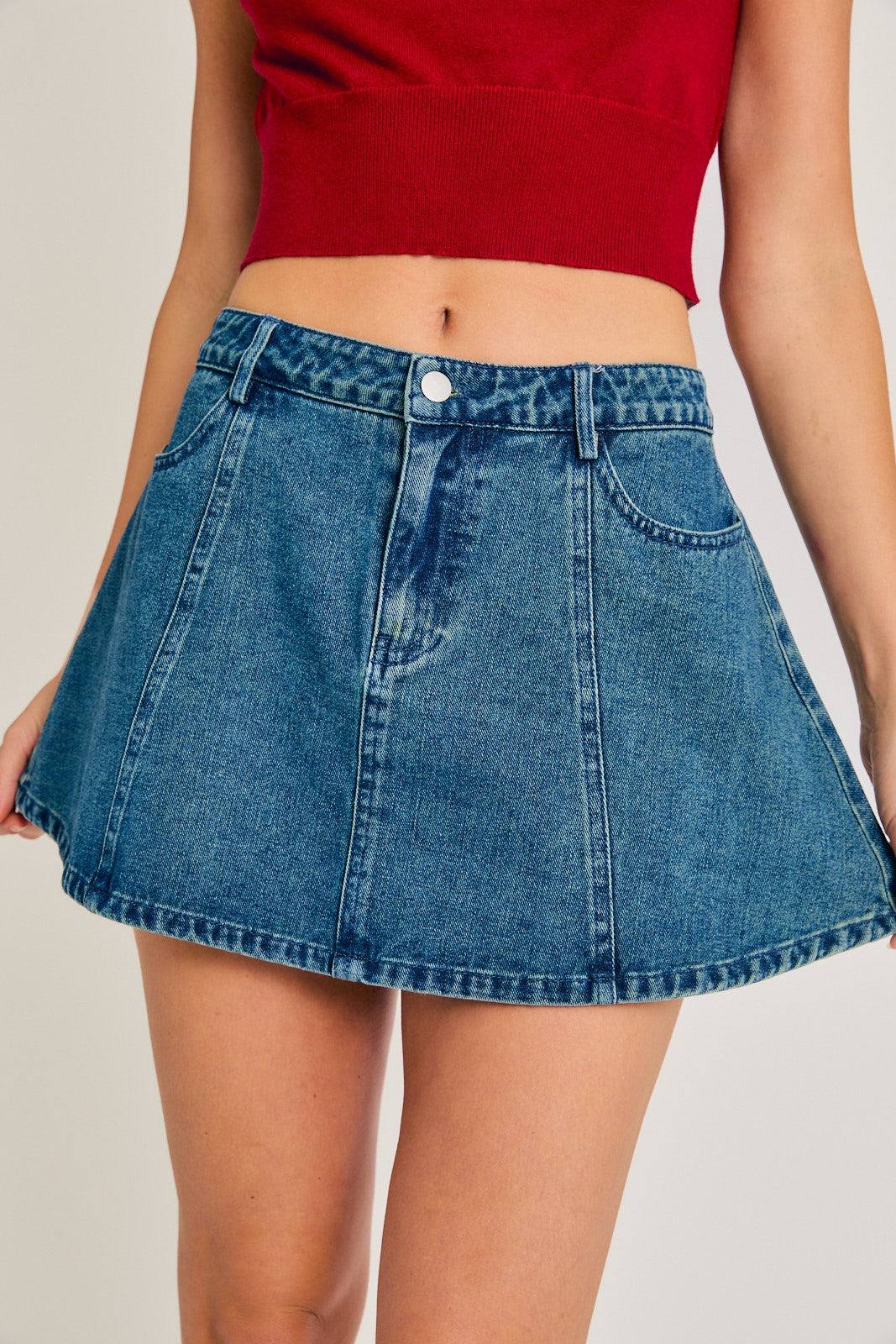 Fun Flared Denim Mini Skirt