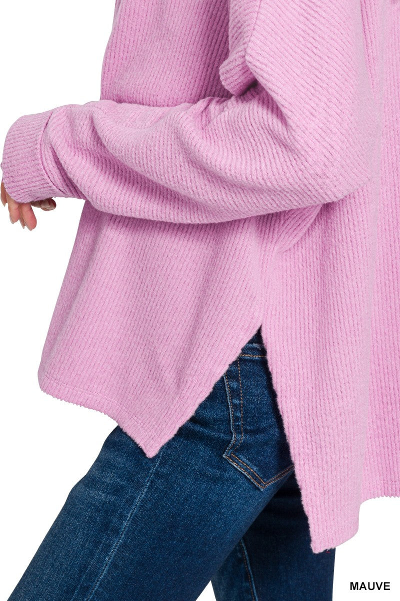 Mauve Ribbed Hem Top