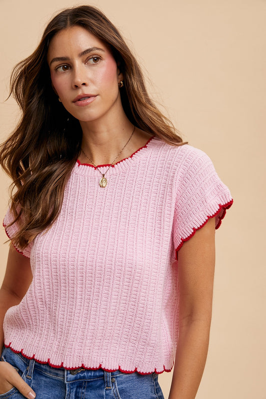 Sweet Scalloped Sweater Top