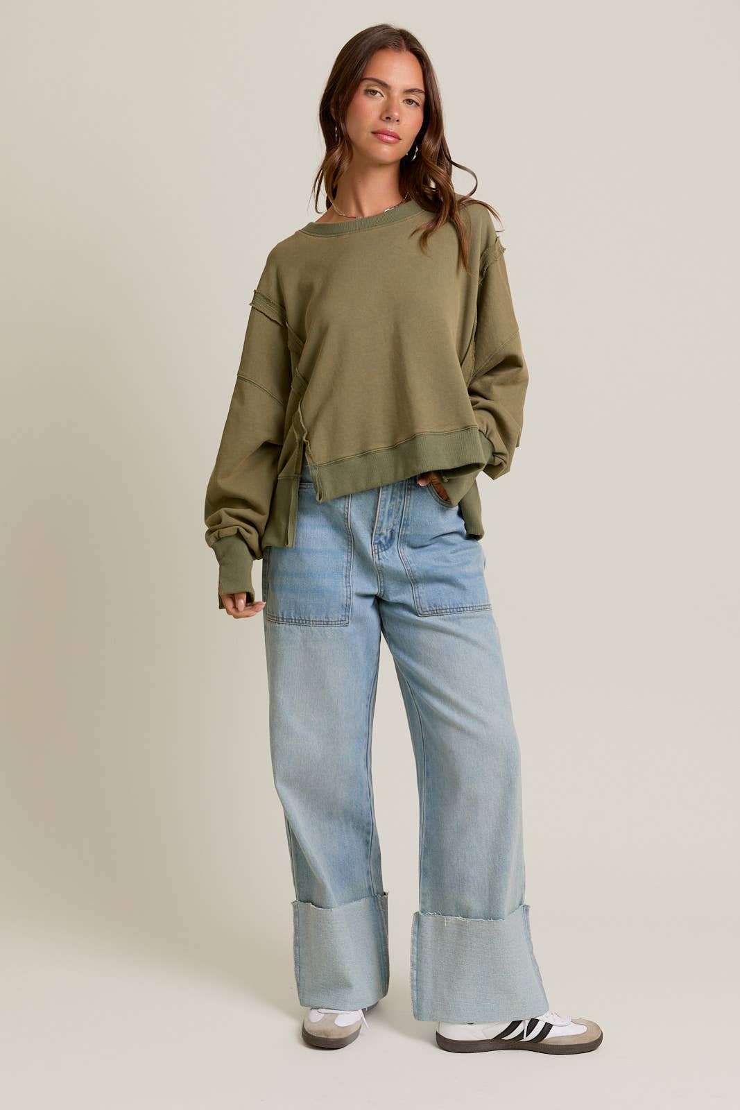 Sage Scooped Neck Sweatshirt