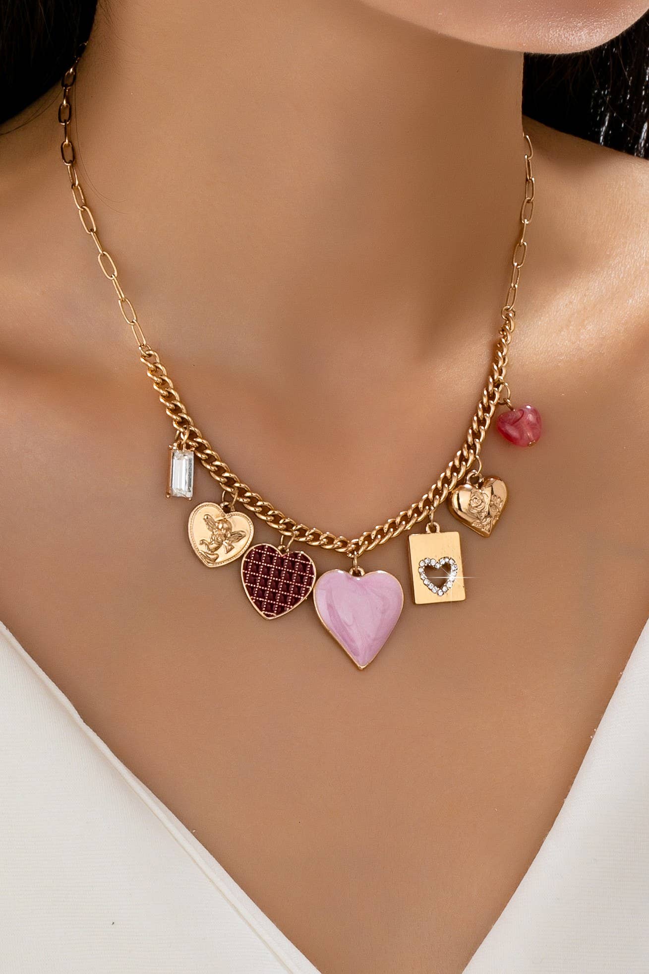 Blush Hearts Charm Necklace