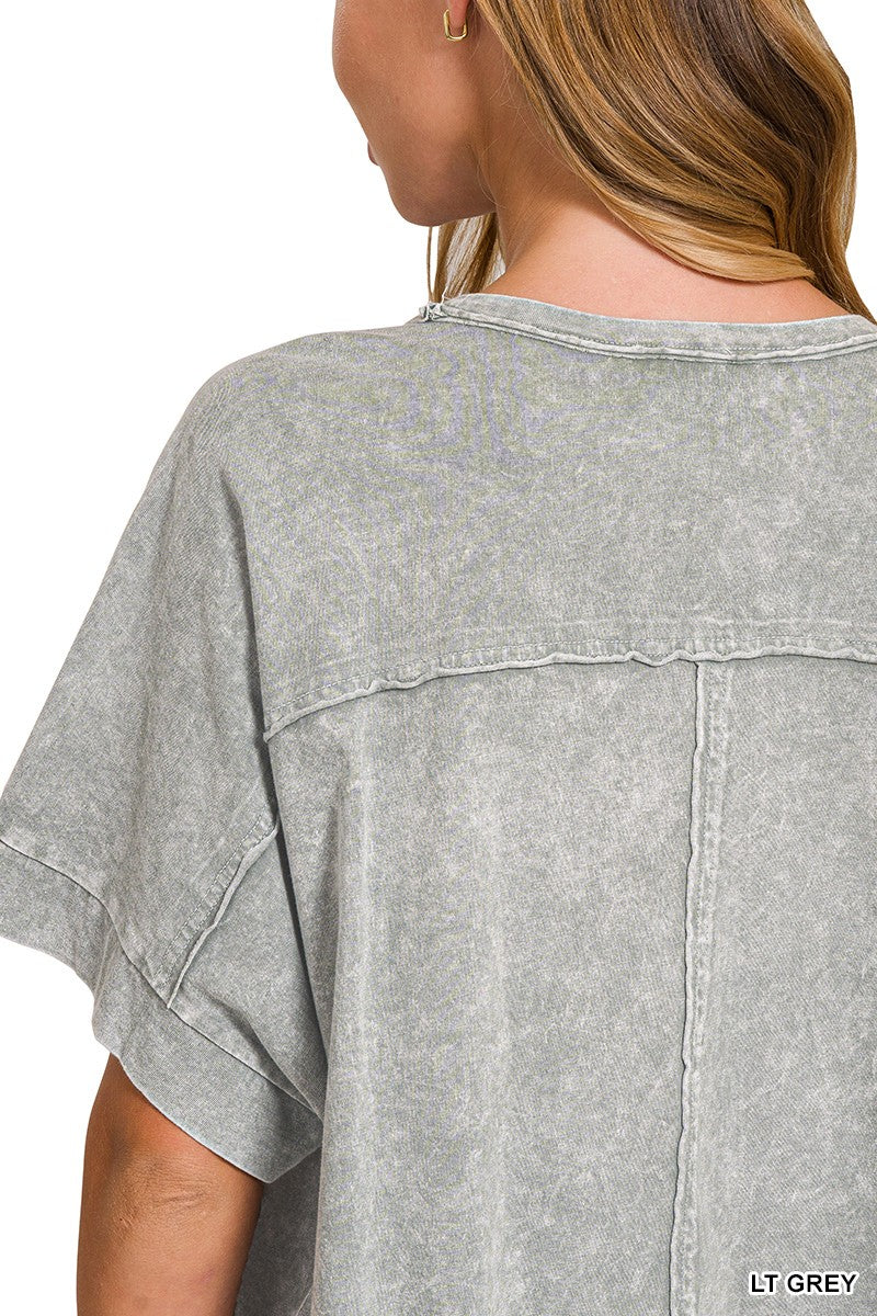 Light Grey Raw Hem Top