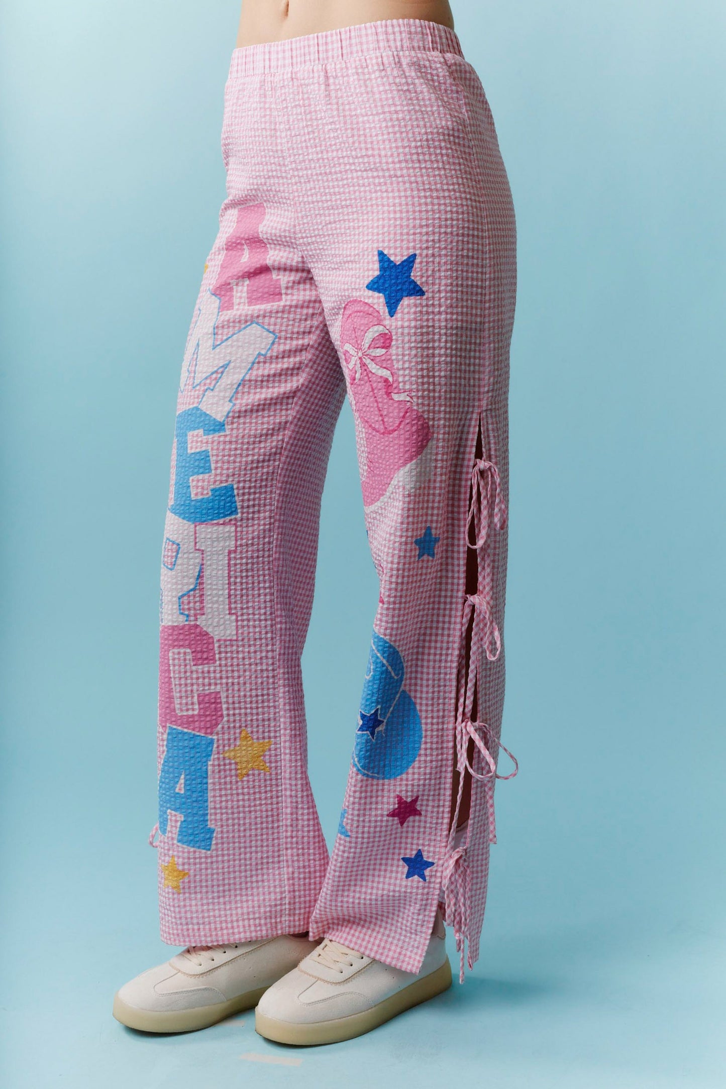 America Pink Gingham Pants