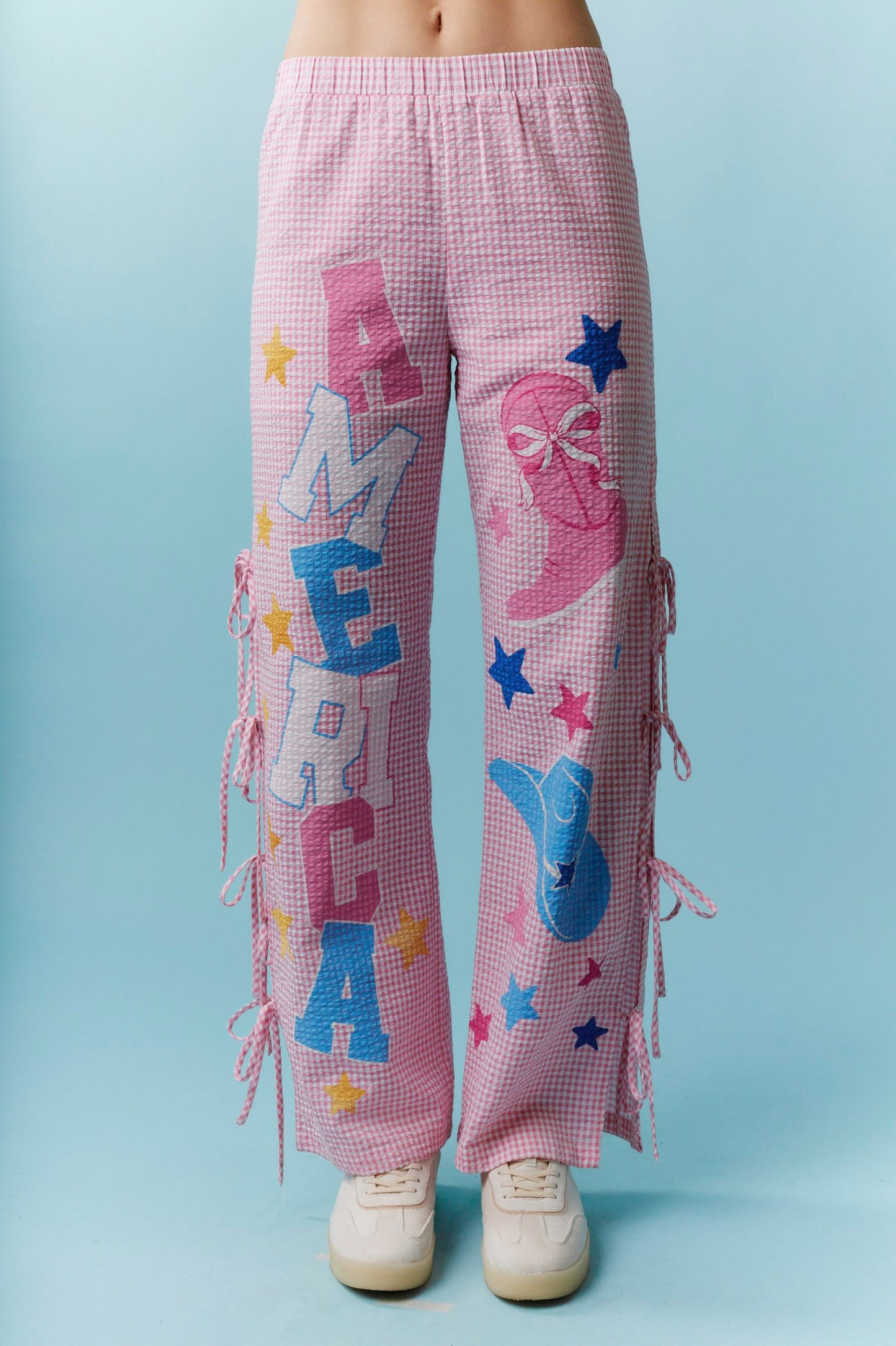 America Pink Gingham Pants
