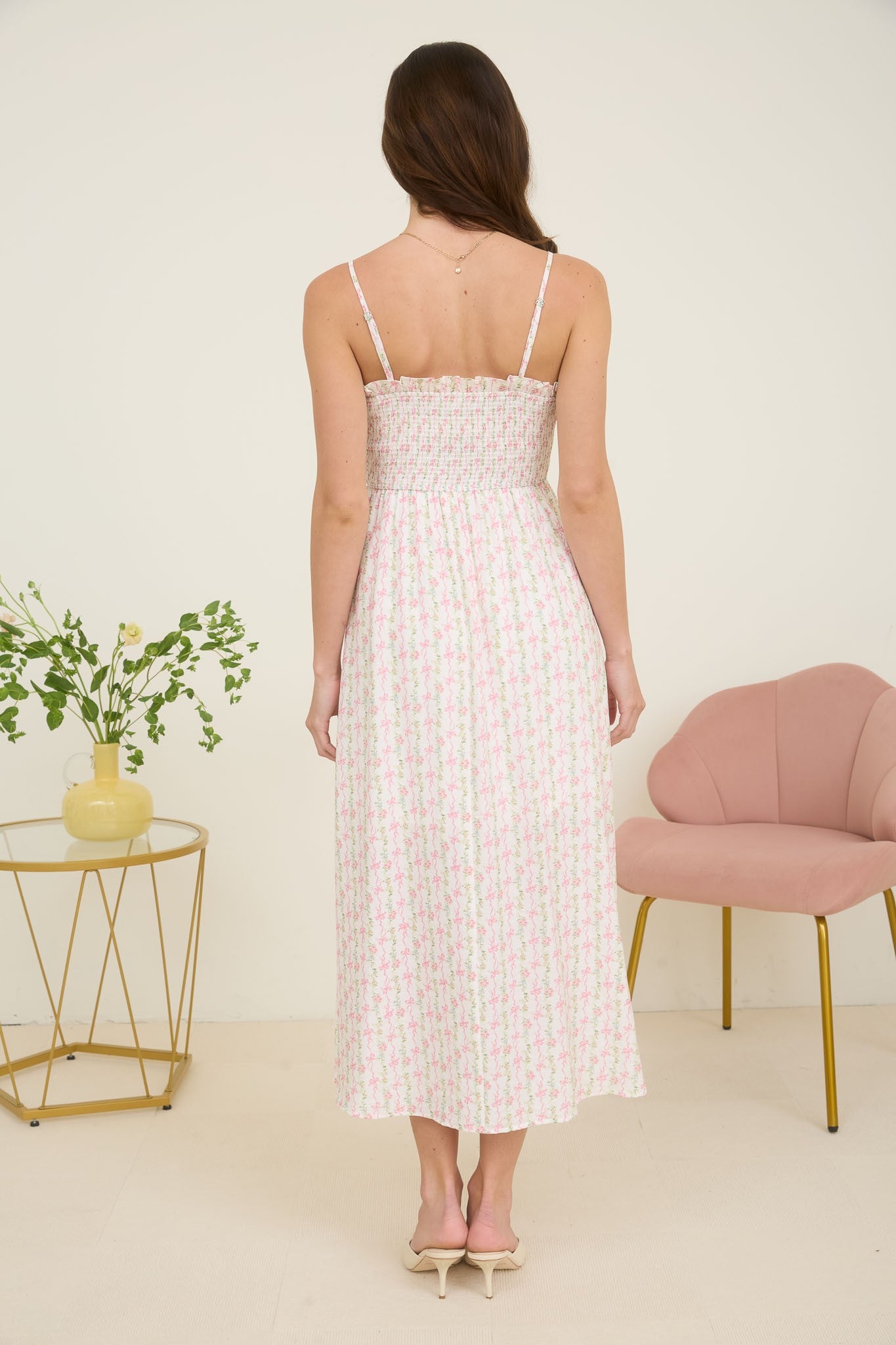 Cottage Core Midi Dress - Pink