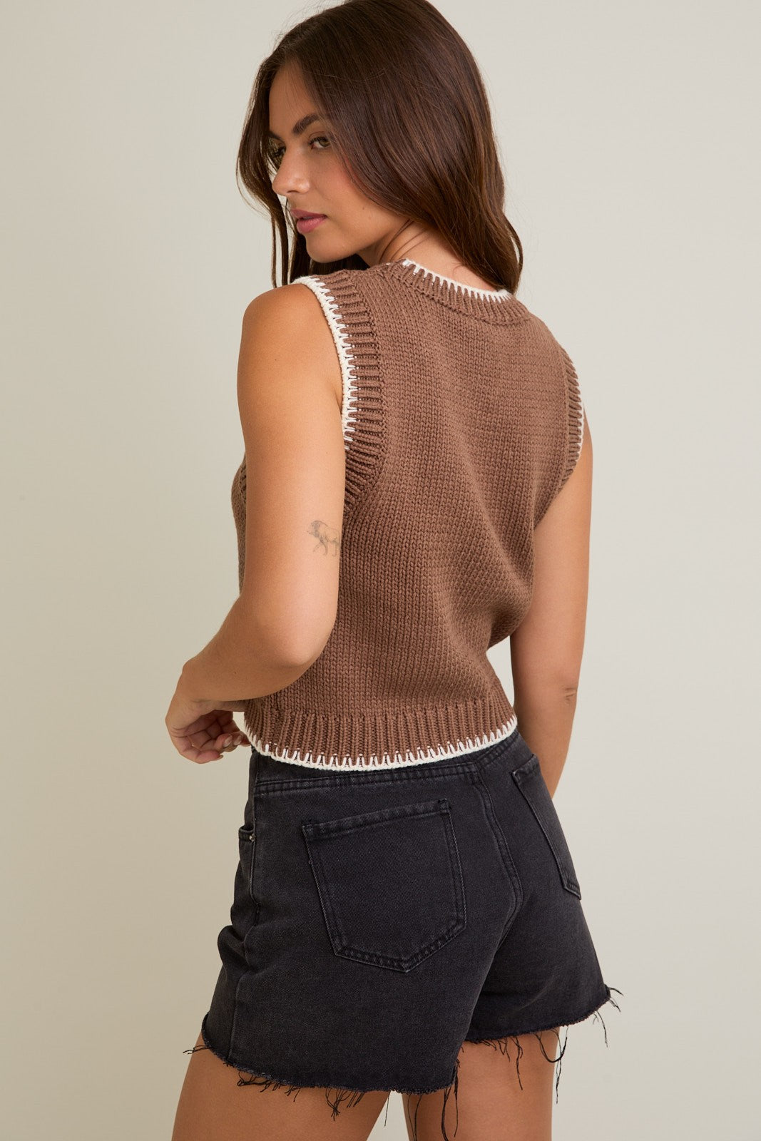 Cocoa Stitching Sweater Vest