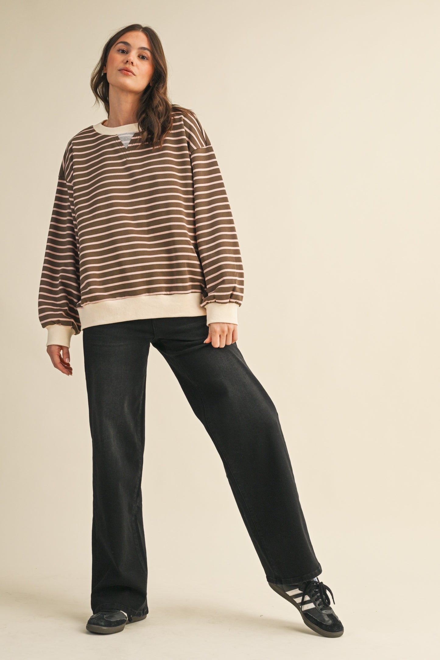 Blush & Brown Striped Top