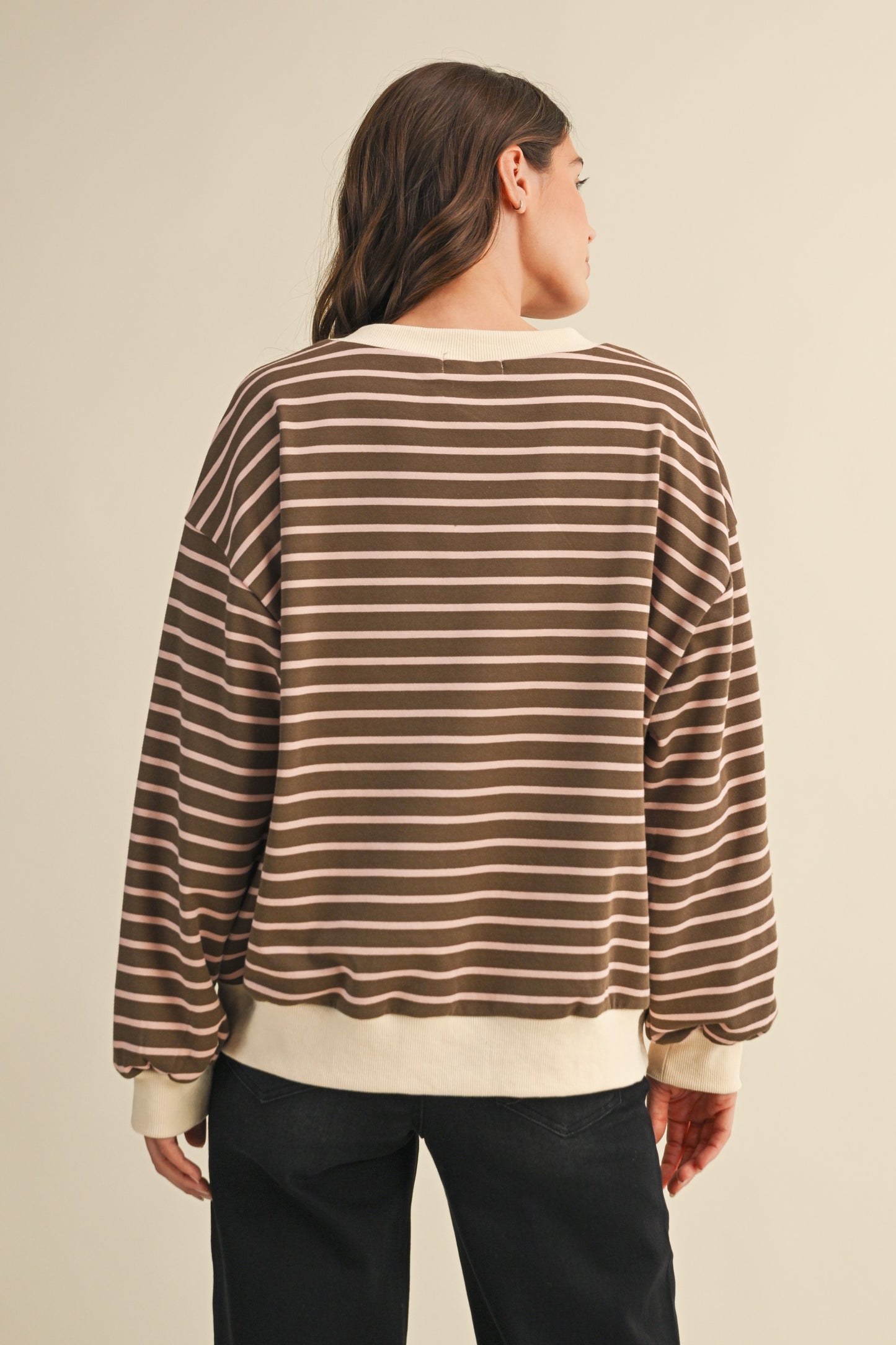 Blush & Brown Striped Top
