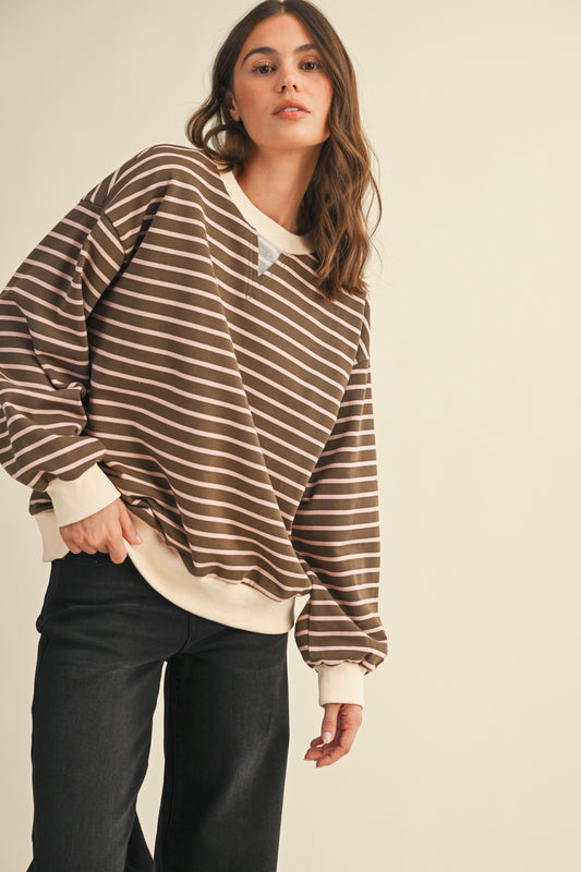 Blush & Brown Striped Top