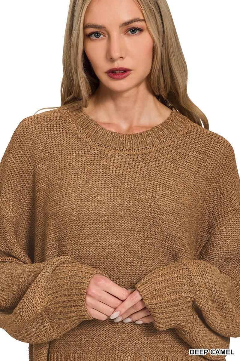 Brown Balloon Sleeve Sweater