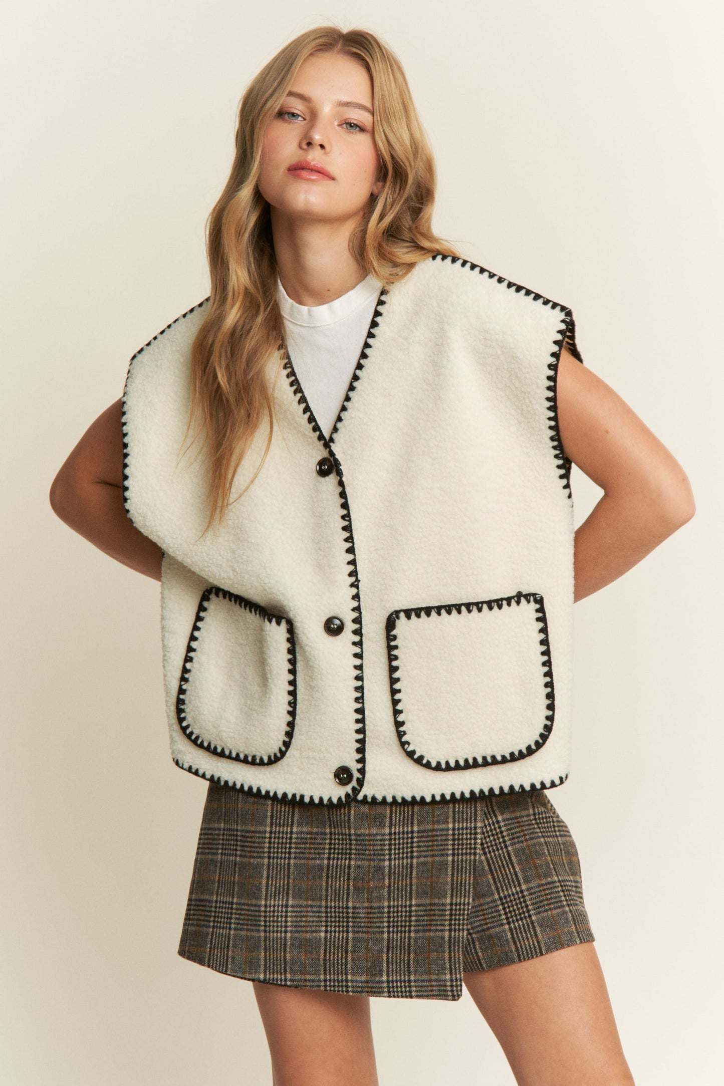 Fuzzy Sherpa Stitched Vest