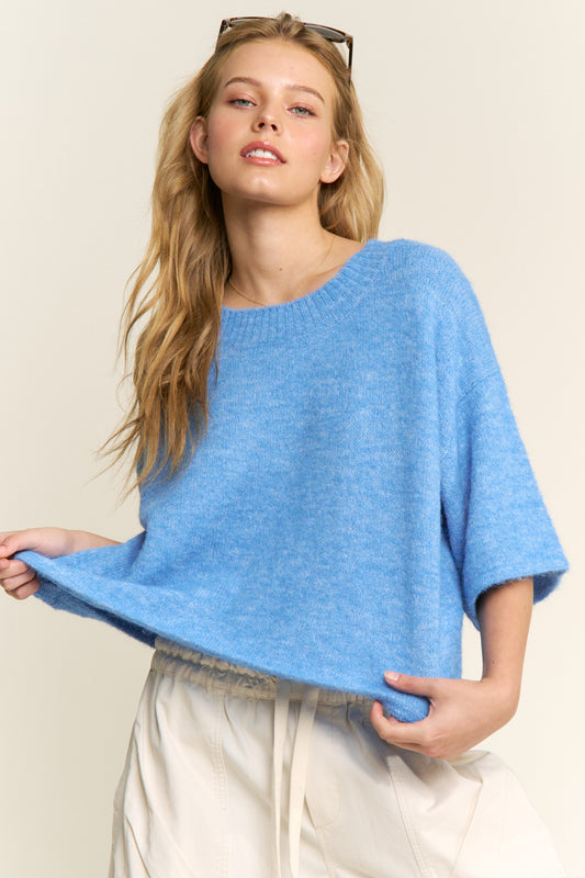 Cozy Knit Sweater Top - BLUE