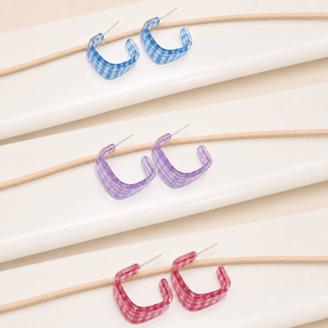 Acrylics Checker Hoop Earrings