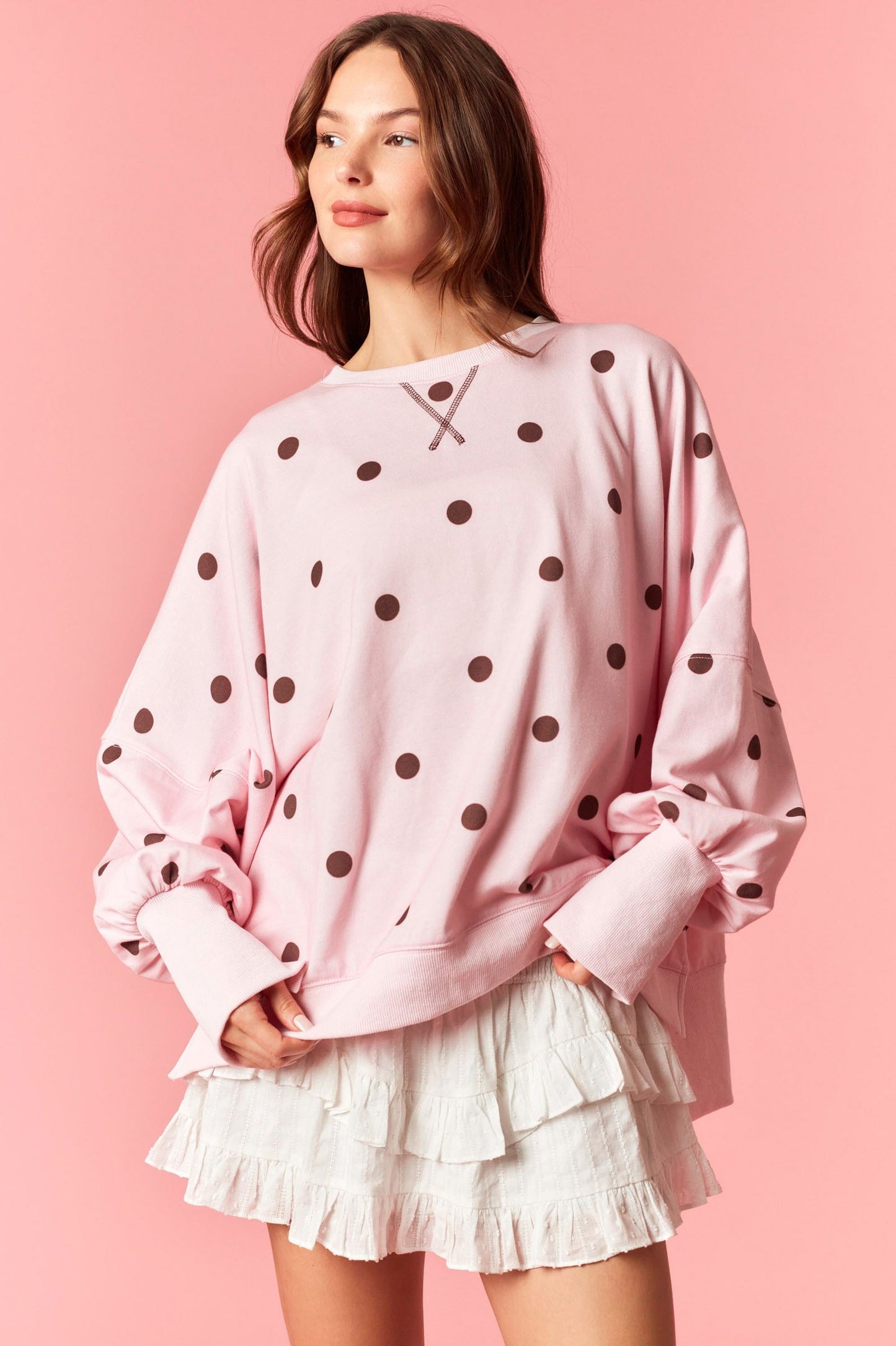 Polka Dot Oversized Sweatshirt