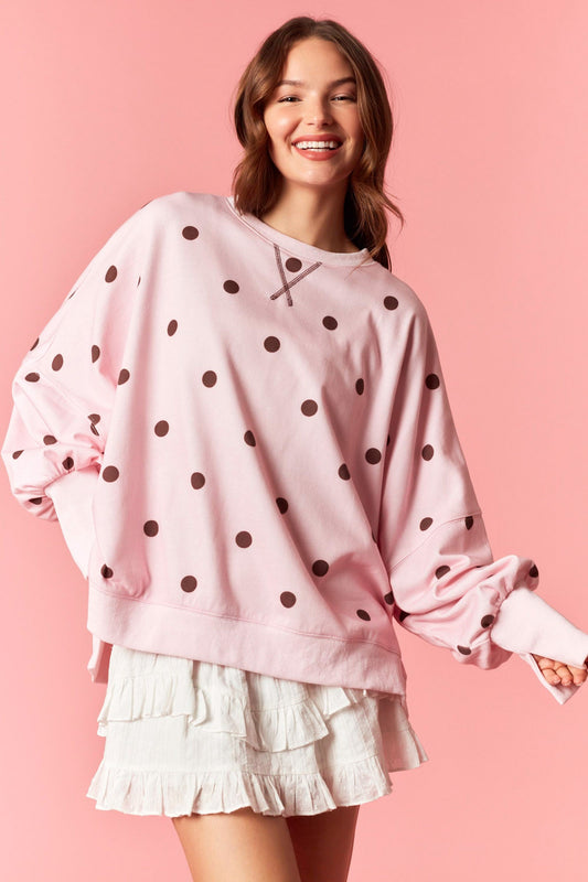 Polka Dot Oversized Sweatshirt