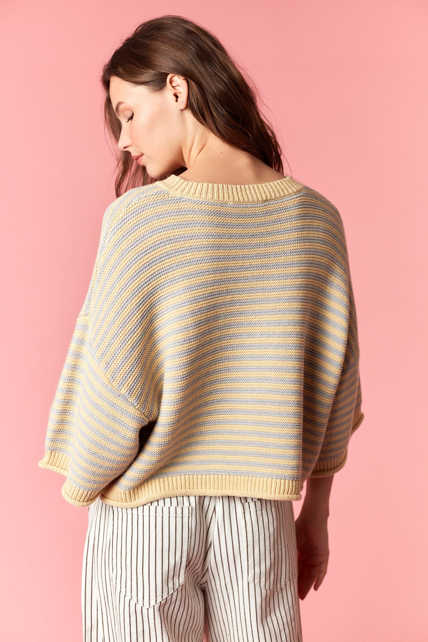 Butter Yellow Striped Cardigan