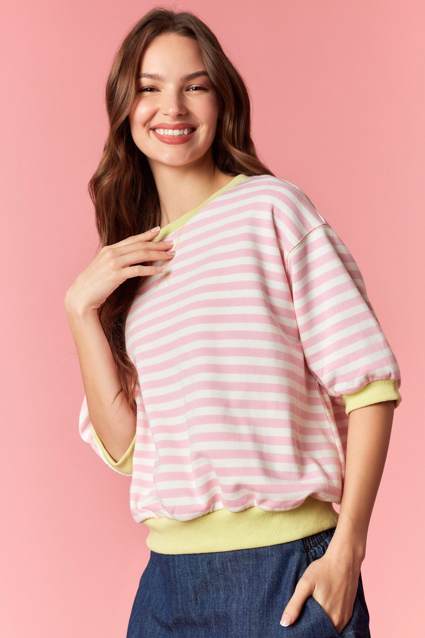 Pink Lemon Stripe Top