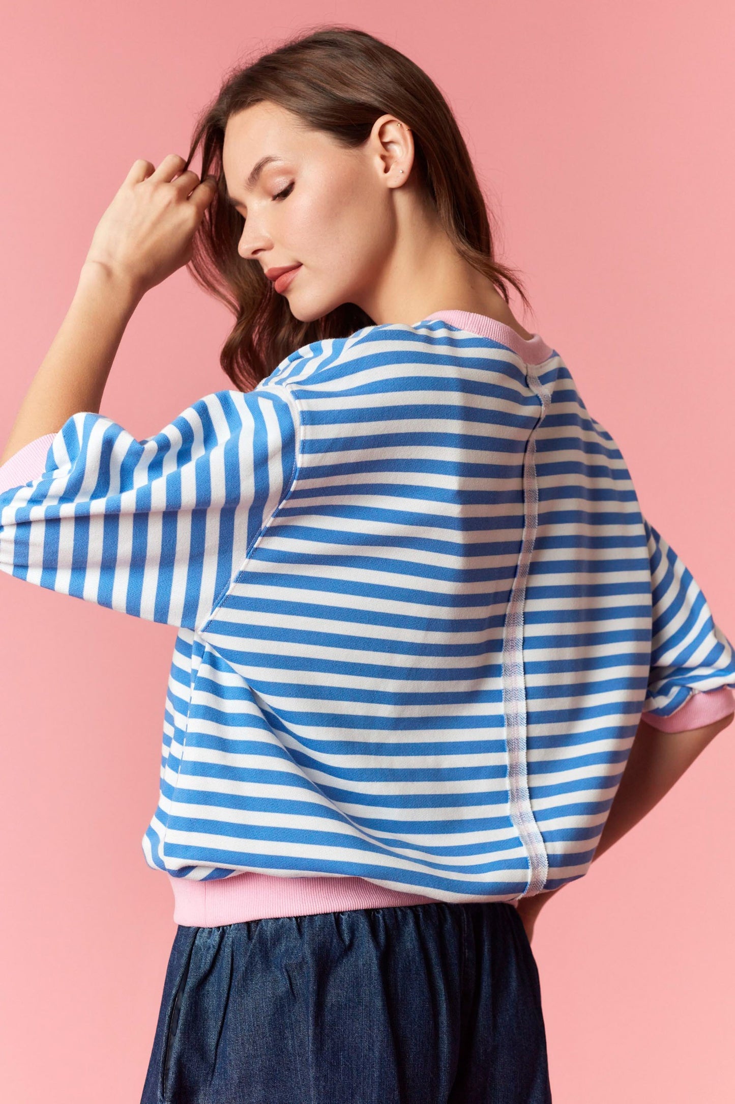 Pink & Blue Stripe Top