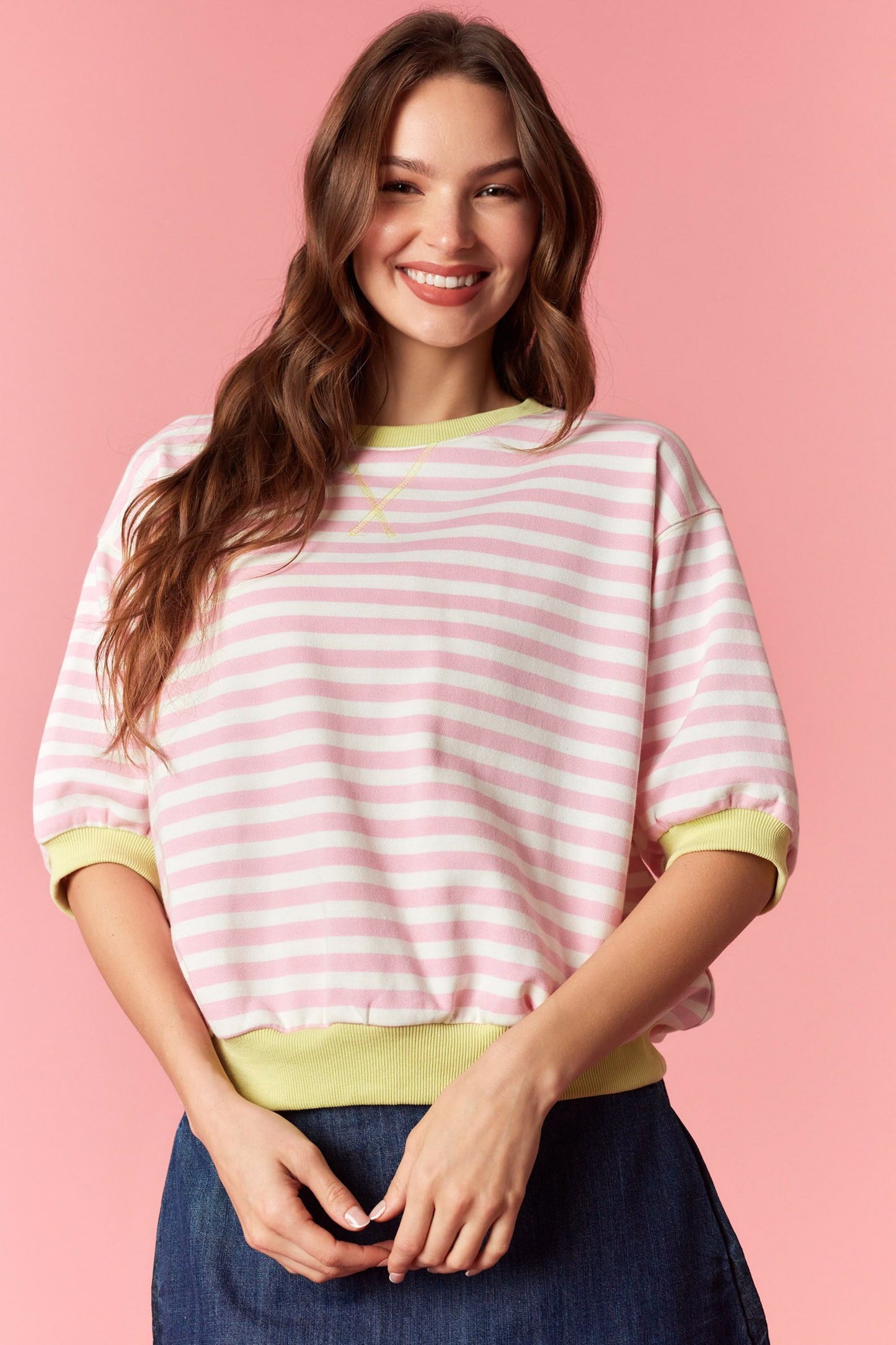 Pink Lemon Stripe Top