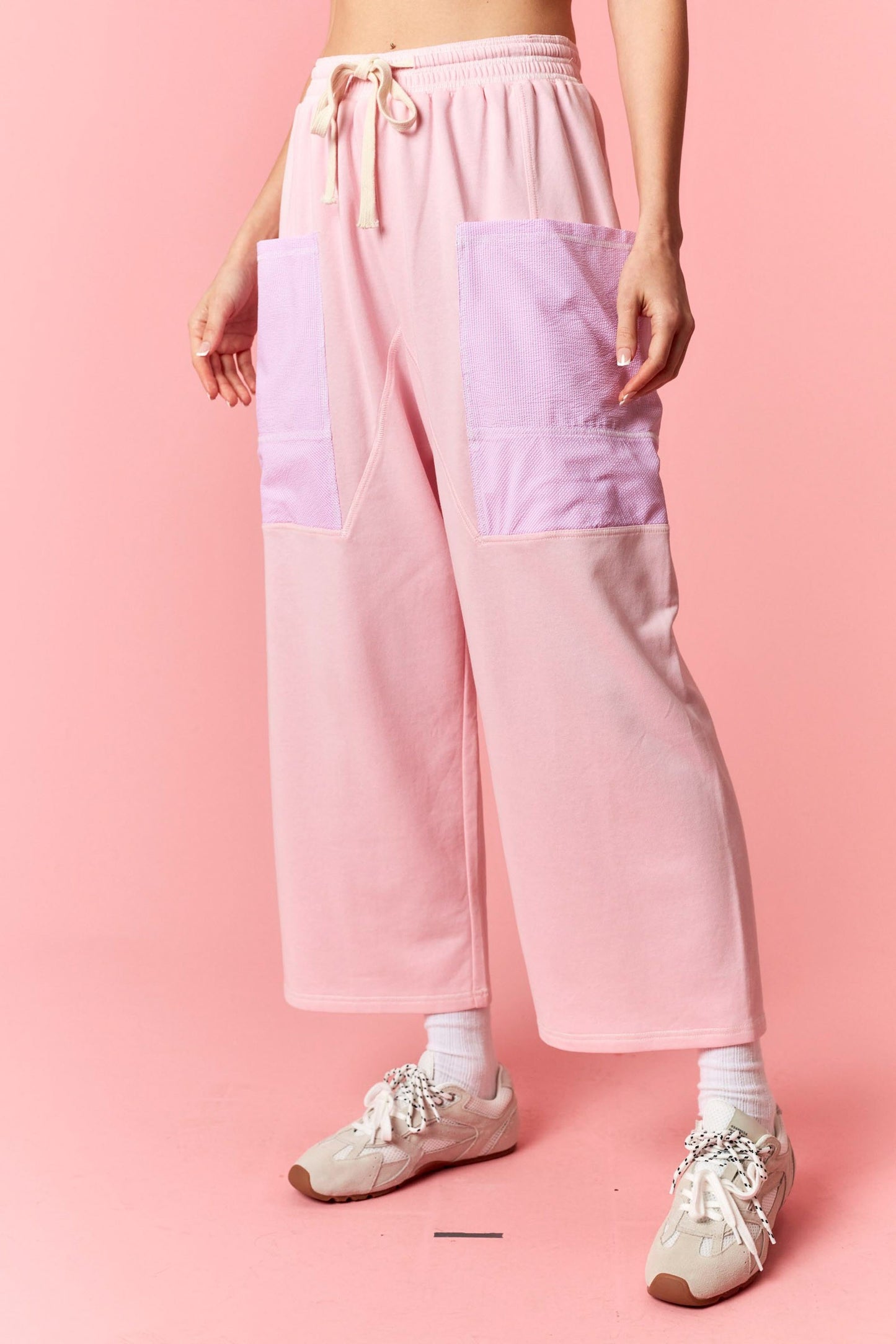 Reverse Stitch Detail Pants - PINK