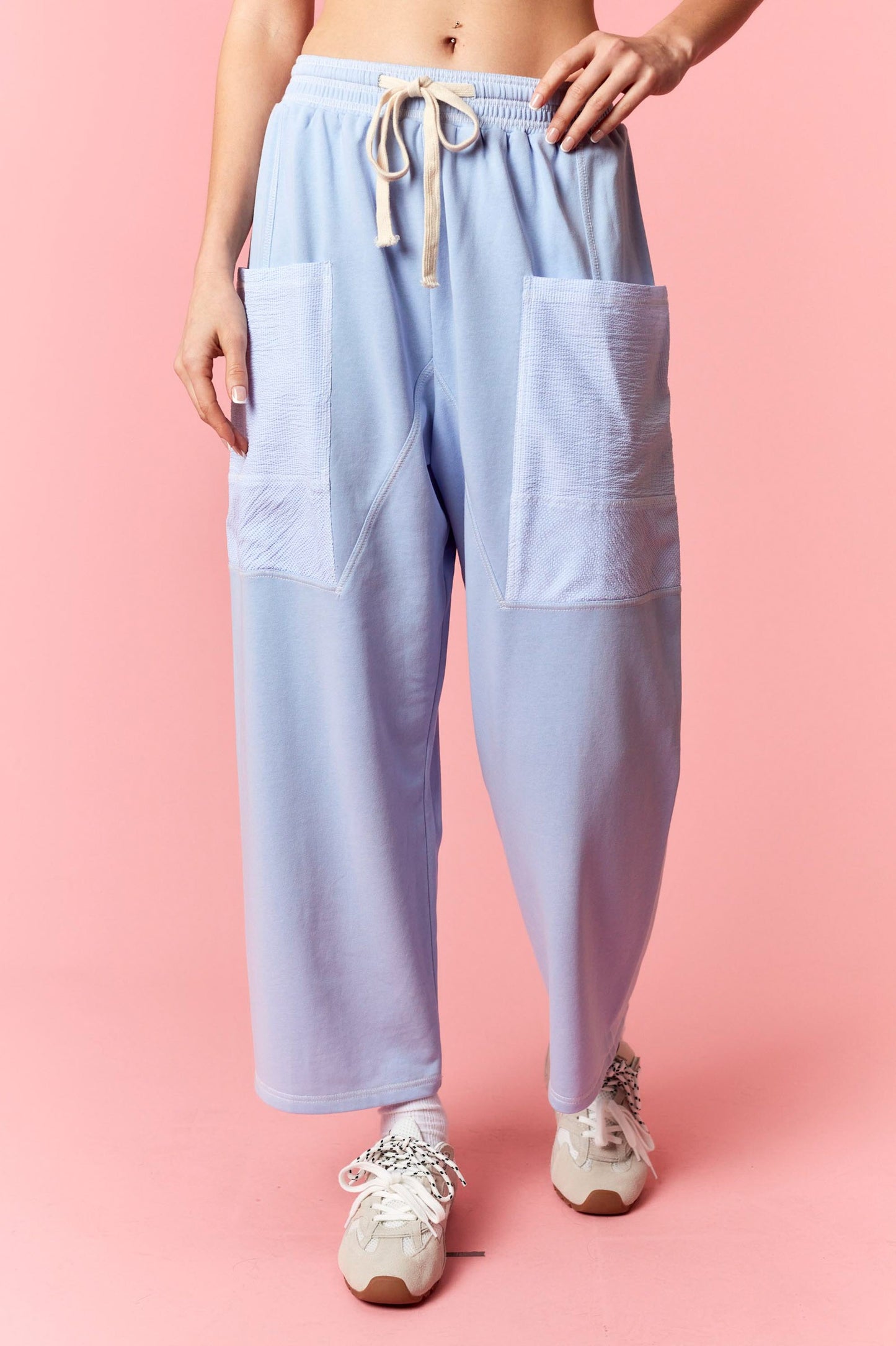 Reverse Stitch Detail Pants - BLUE