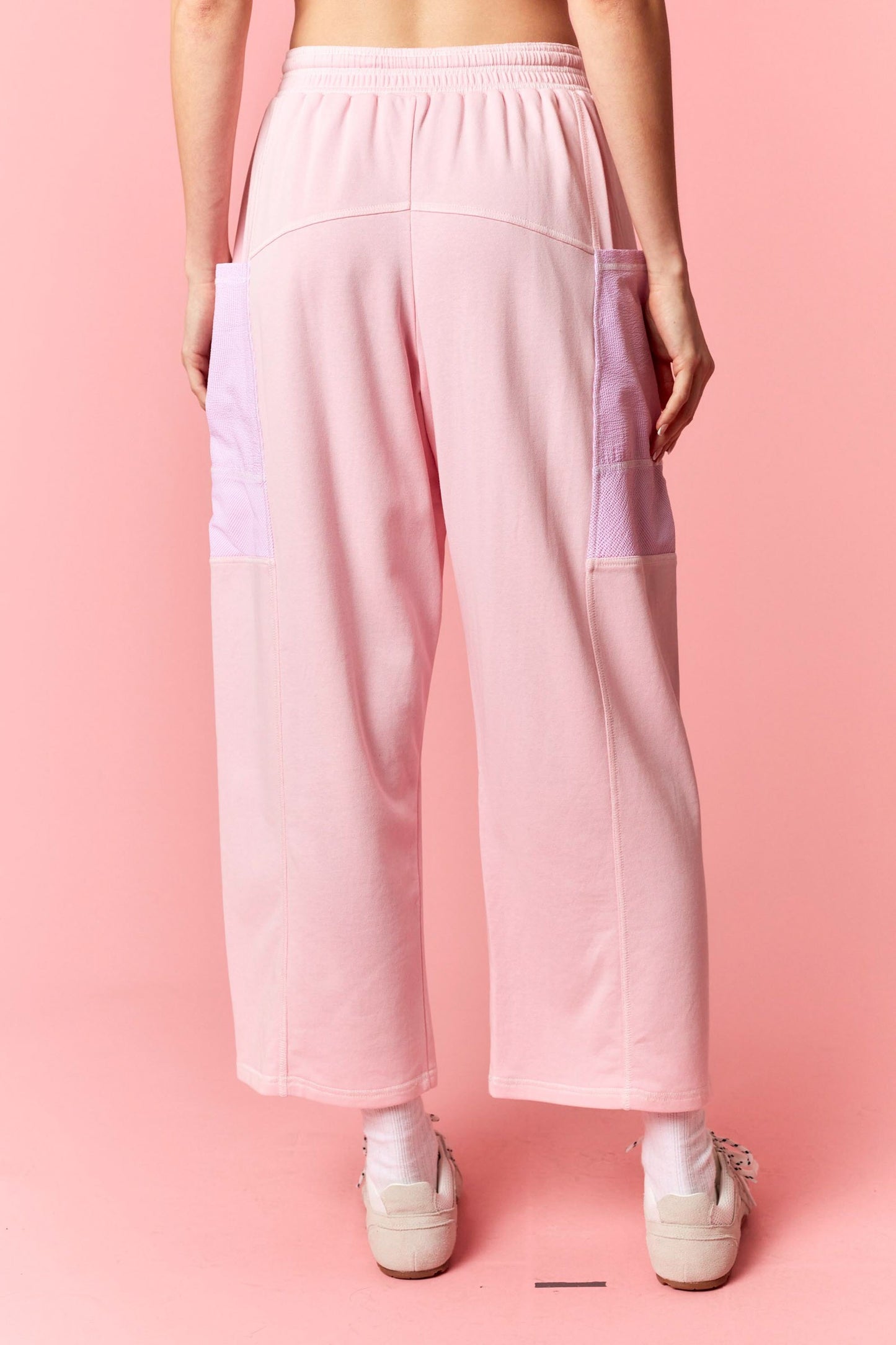 Reverse Stitch Detail Pants - PINK