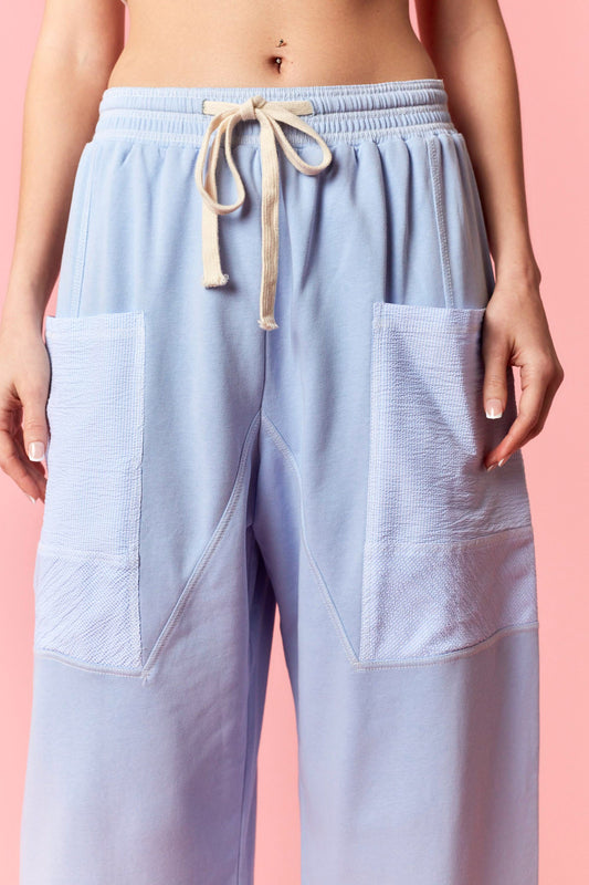 Reverse Stitch Detail Pants - BLUE
