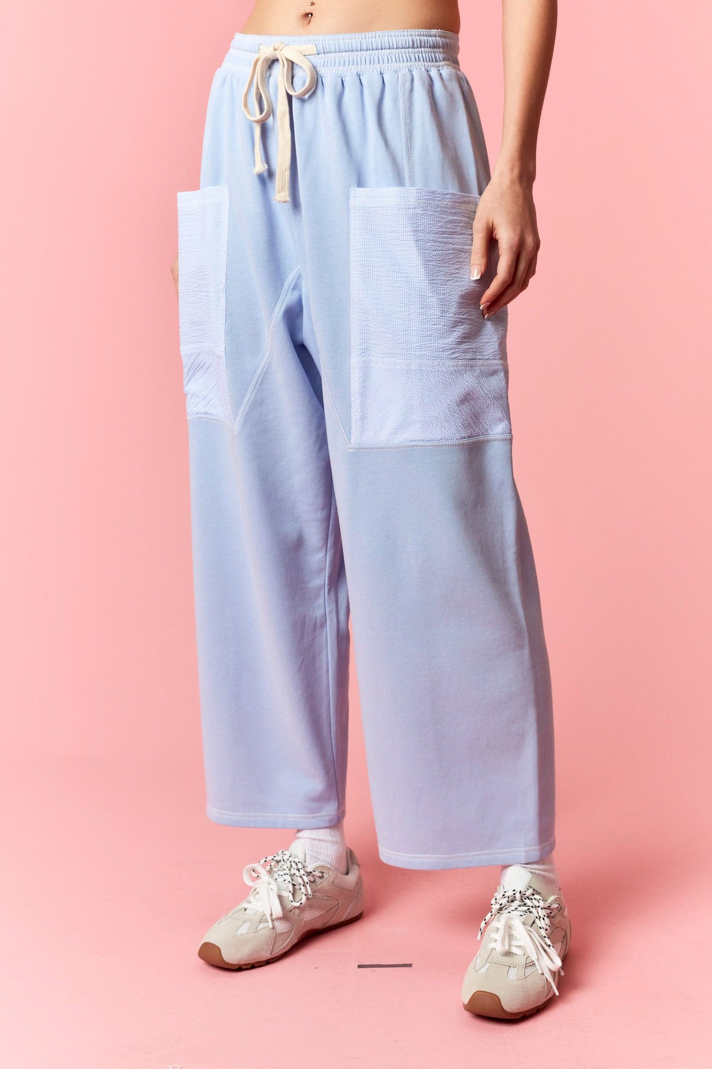 Reverse Stitch Detail Pants - BLUE