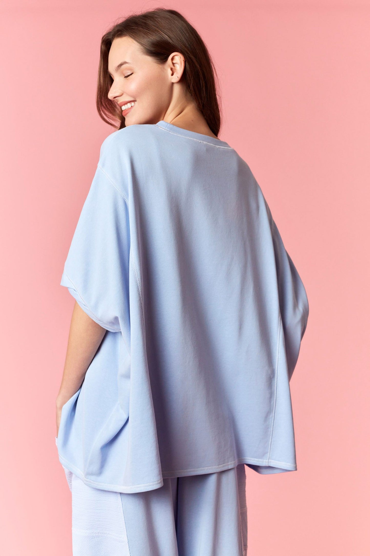 Reverse Stitch Pocket Top - BLUE
