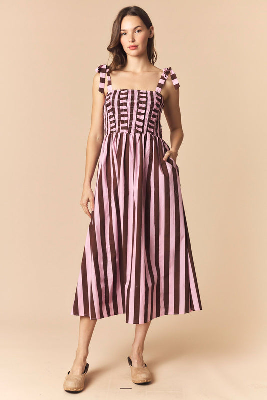 Sassy Striped Midi Dress