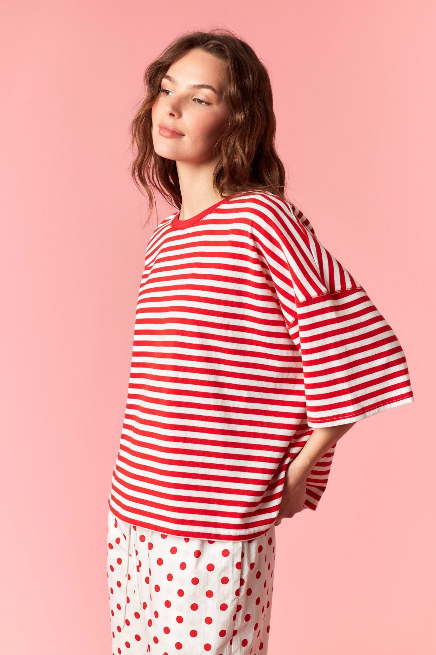 Red Striped Oversized Tee