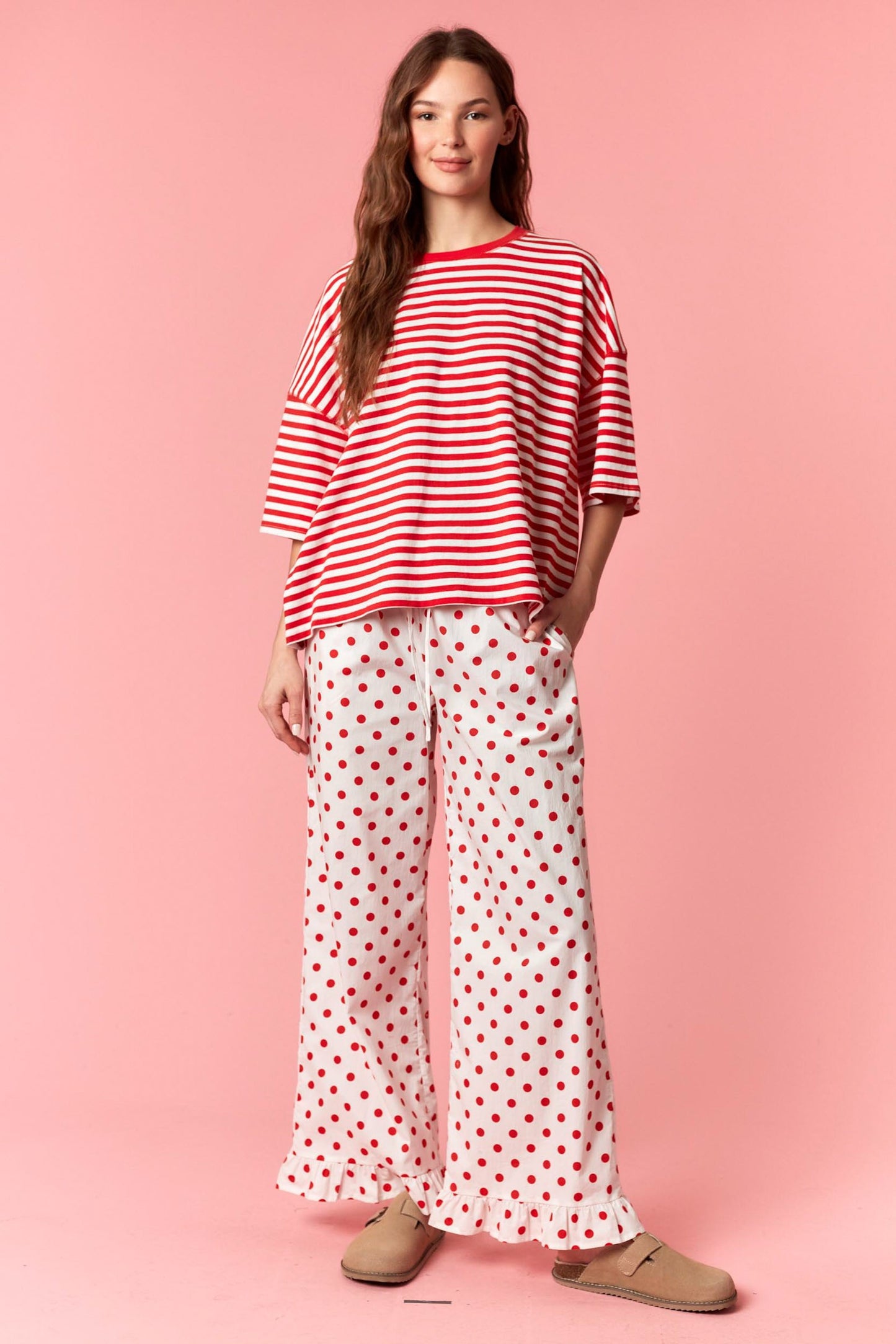 Red Striped Oversized Tee